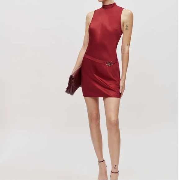 NEW NWT Reformation Rubia Satin Dress Red